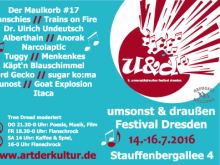 Plakat zum 9. umsonst & draussen Festival Dresden 2016