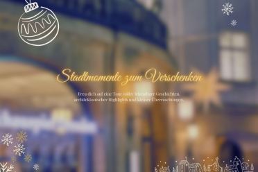 Eleganter Gutschein mit grün-goldenem Design für eine geführte Tour durch Dresden.