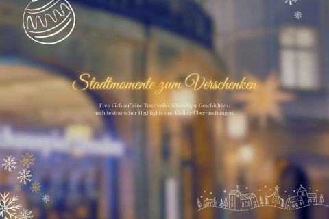 Gutschein für eine Stadtführung mit kennts-du-dresden Eleganter Gutschein mit grün-goldenem Design für eine geführte Tour durch Dresden.