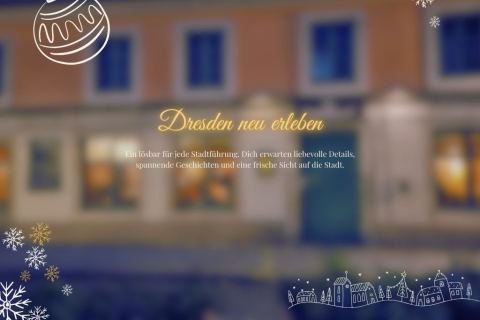 Geschenkgutschein Stadtführung Dresden Eleganter Gutschein mit grün-goldenem Design für eine geführte Tour durch Dresden.