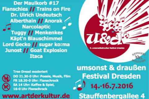 Plakat zum 9. umsonst & draussen Festival Dresden 2016